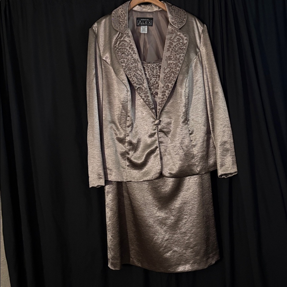 Alex Evenings Metallic Midi Dress - Silver